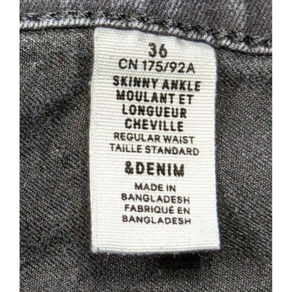 (3/$35) &Denim By H&M Size 36 Skinny Ankle Regular Waist Black Denim Jeans - Picture 4 of 10